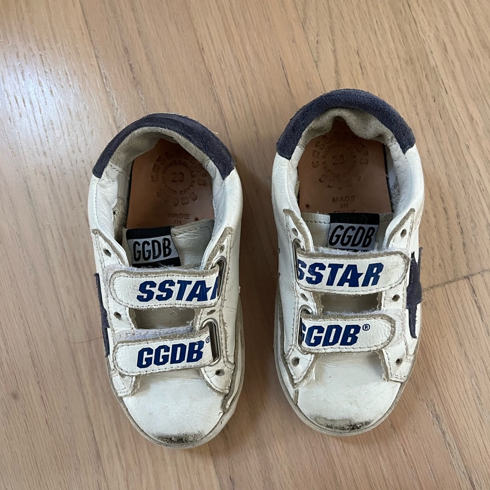 Kids golden goose sneakers - White and navy